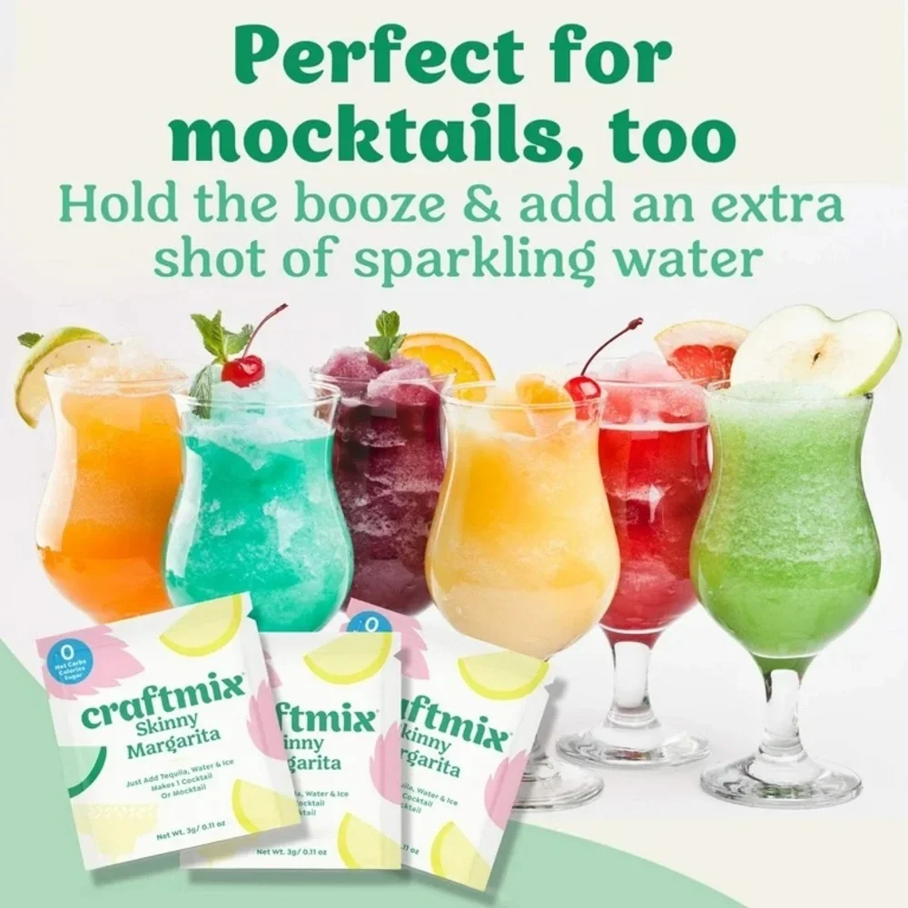 3-Piece Variety Premium Cocktail/Mocktail Single Serve Low Sugar Travel Mixers